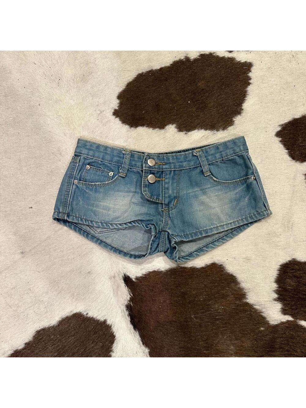d.i.a MG Low-Rise Light Wash Denim Micro Shorts